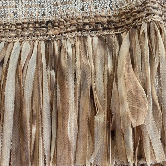 Nic + Zoe Textured Knit Fringe Tan Skirt M - Picture 11 of 13